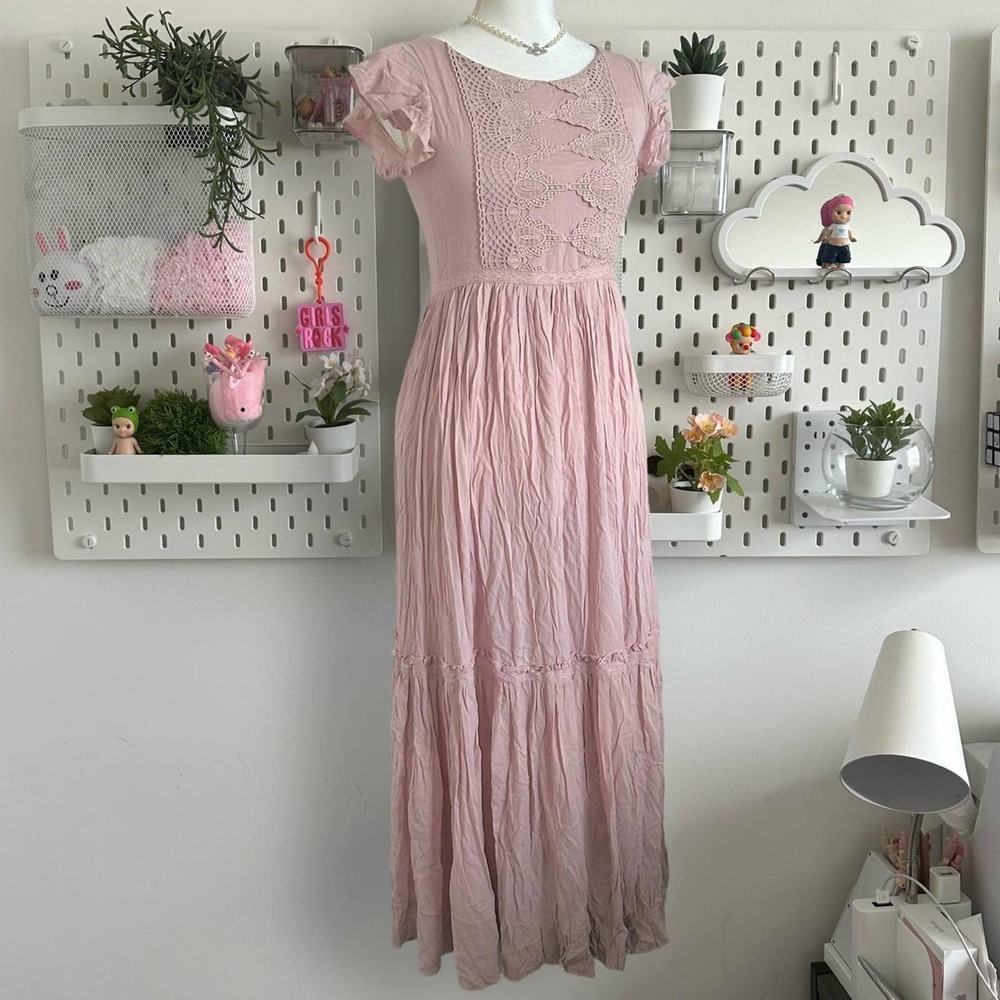 Pink double layered fairycore goblincore dress